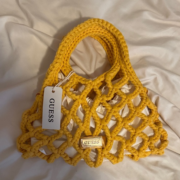 Guess Handbags - Guess Vibrant Yellow Knitted Tote SMALL